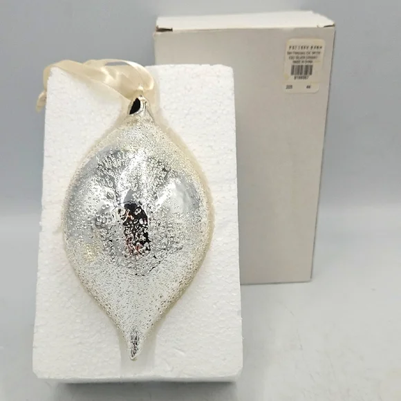 Pottery Barn Iced Silver Holiday Ornament