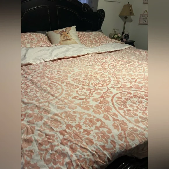 50% off w❤️ POTTERY BARN LINEN COTTON ANA MEDALLION KING DUVET COVER 2 SHAMS
