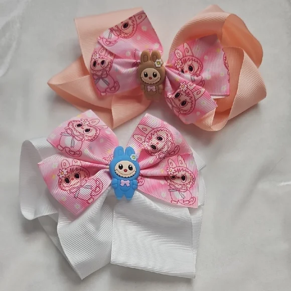 Girl's Set of 2 Labubu Monsters Hairbows Hair Accessories Clip On Cute Trendy