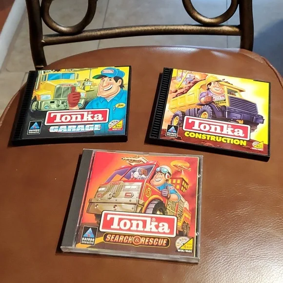 Vintage Lot of 3 Tonka PC Cd-Rom Hasbro Interactive Game 1997 Construction Garag