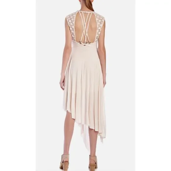 Free People Afternoon Delight Crochet Shell Women's Dress Asymmetrical Large