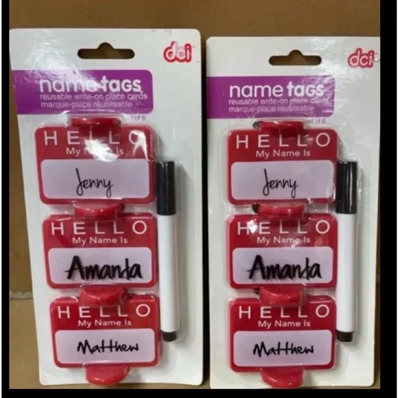Reusable name place holder/tag 6Pc