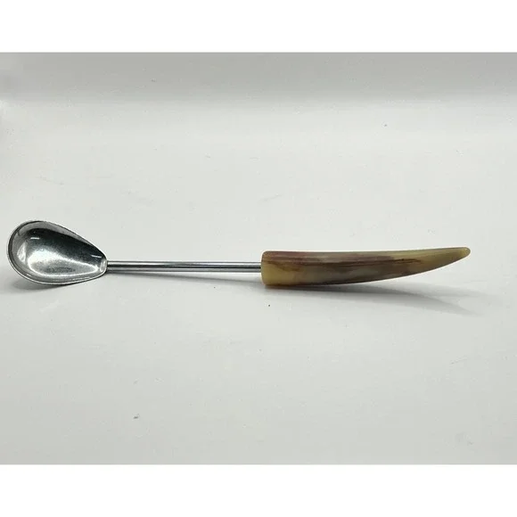 Vintage Horn Handle Spoon - Unique Serving Utensil,‎ Collectible Kitchenware MCM