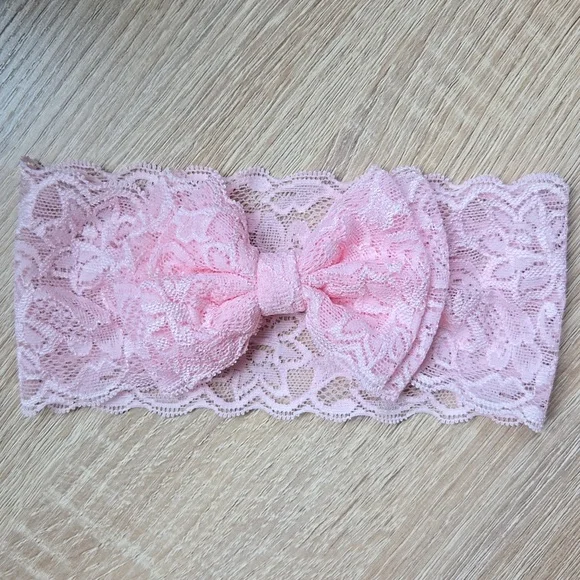 Baby Girl Lace Bowknot Headband Elastic Headwrap Toddler Kids Pink Bow Hairband