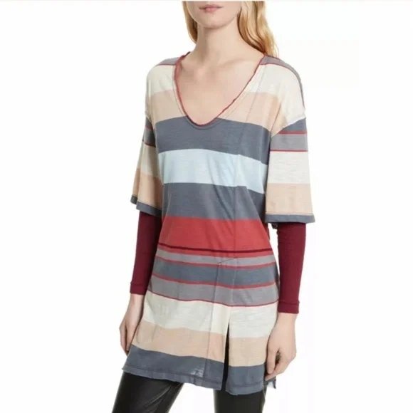 Free People‎ PS Kate longline striped rib tunic