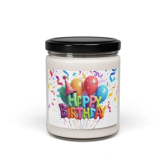 Happy Birthday Candle with Colorful Balloons