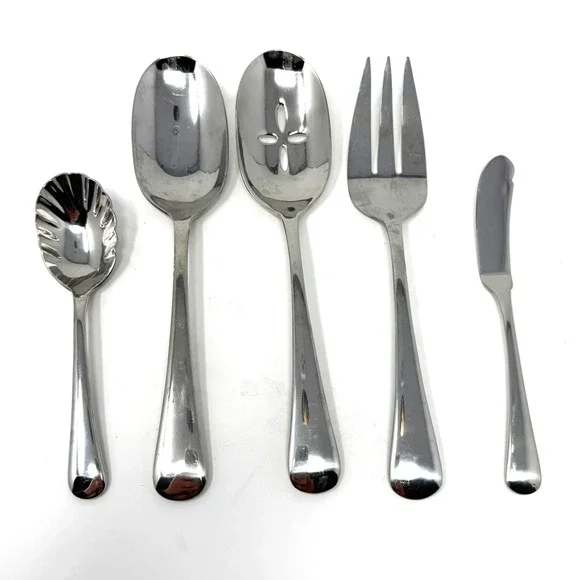 Oneida Chandler 18/10 Stainless Steel‎ Serving Utensils Set Spoon Fork Knife