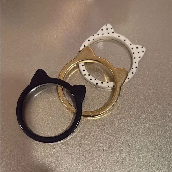 Cat Ear bracelet Set - Black, Gold, and White