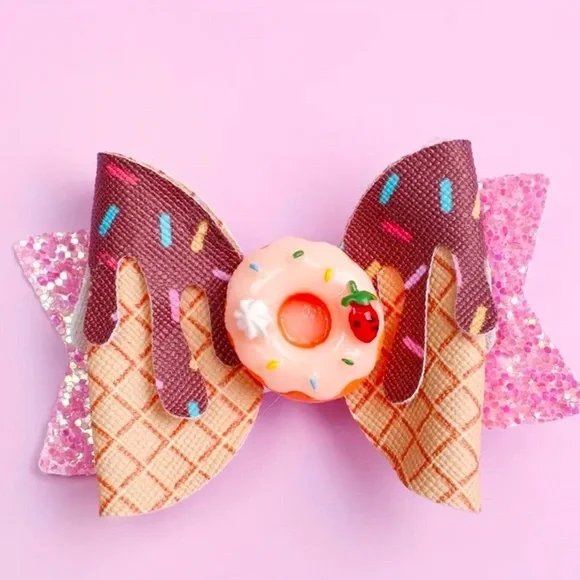 Adorable Bowknot Ice Cream Donut Hair Clip