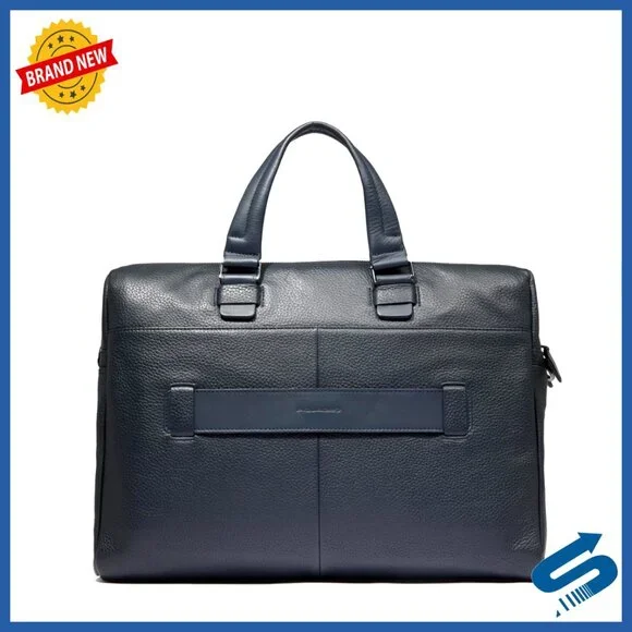 Leather Work Briefcase with Laptop Compartment and Adjustable Strap