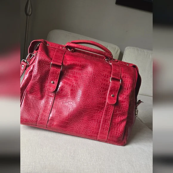 Bath & Body Works Red Crocodile-Embossed Men's Bag