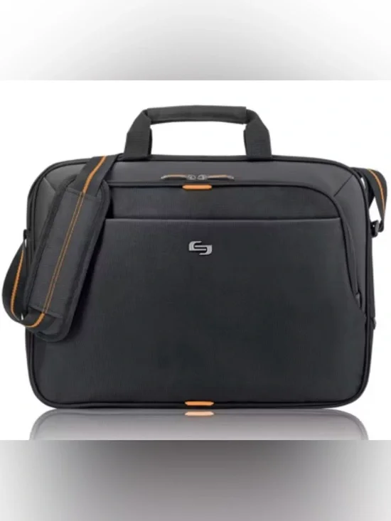 solo Black and Orange ACE Slim Brief Travel Messenger Bag