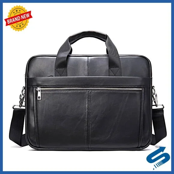 Genuine Leather Messenger Bag for Men, Holds 14