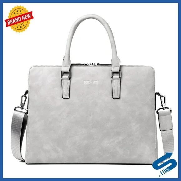 Large Leather Briefcase Messenger Bag Water Resistant Business Travel Laptop