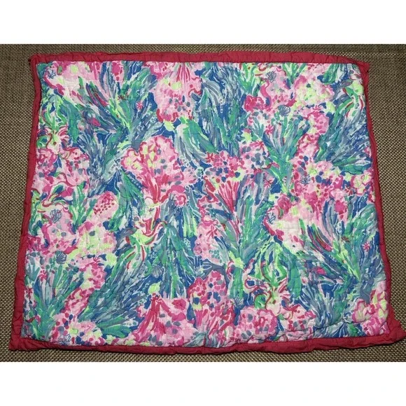 Pottery Barn Lilly Pulitzer Sham Fan Sea Pants Reversible Cotton Quilted Std