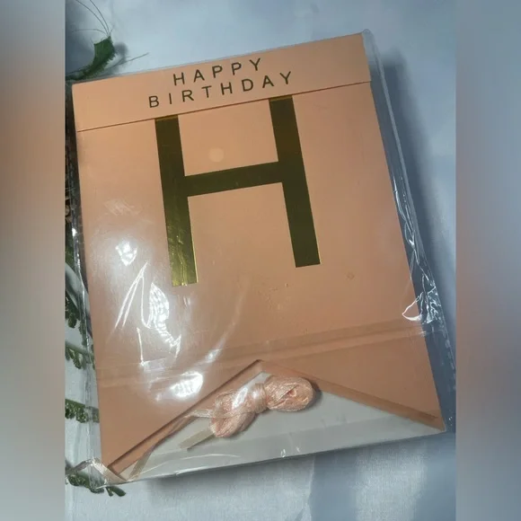 Peach & Gold H Happy Birthday Banner Kit • Party Decor • New • Letter H
