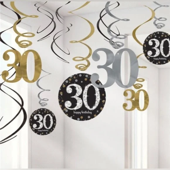 NEW Dirty thirty 30 gold/black/silver party decorations dangles