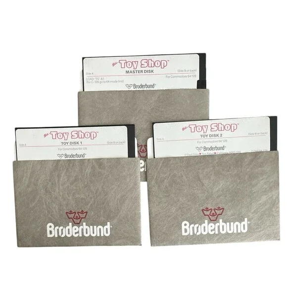 Vintage Broderbund 1986 The Toy Shop Commodore 64 128 Software 5.25 Disks