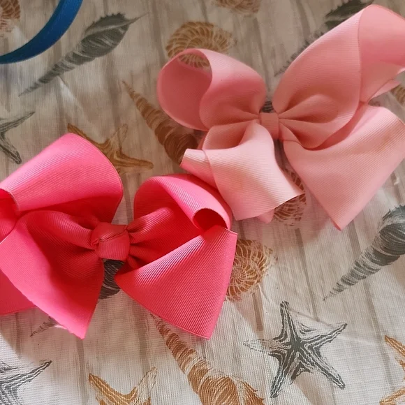 Pink and Coral Hair Bow Set