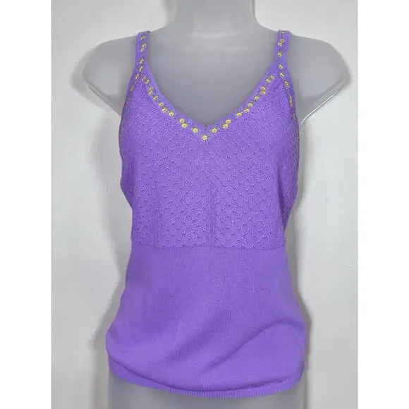 Free People Intimately Womens Top Tank Little Flirt Cami Purple Knit m