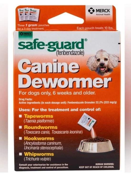 Safe-Guard Canine Fenbendazole Dewormer for Tapeworms, Roundworms etc Brand New!