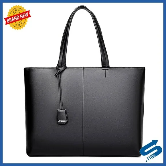 Large Leather Briefcase Tote Bag for Work Business Laptop Storage