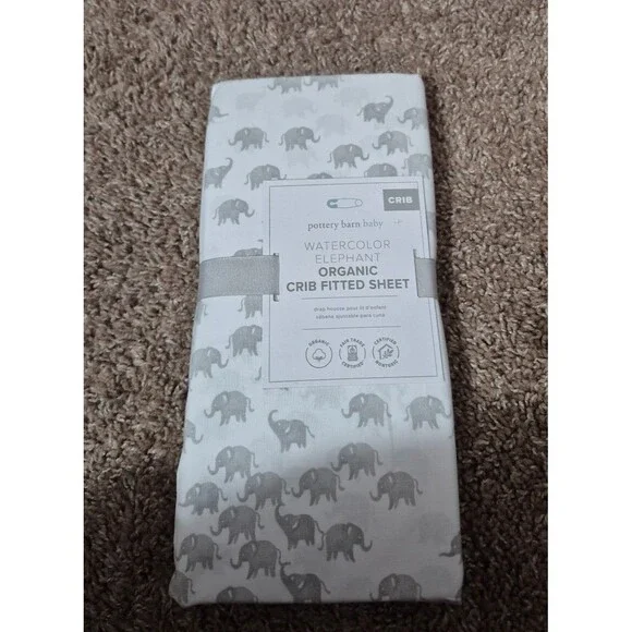 Pottery barn baby fitted crib sheet watercolor elephant