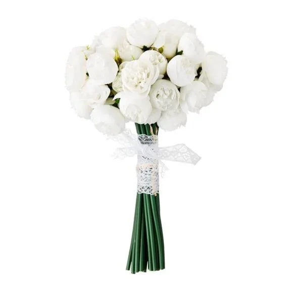 Artificial White Peony Flower Bouquet 11.8