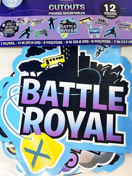 [NEW] BATTLE ROYAL VIDEO GAME CARDBOARD CUTOUTS (PACK OF 12) PARTY SUPPLIES DECO