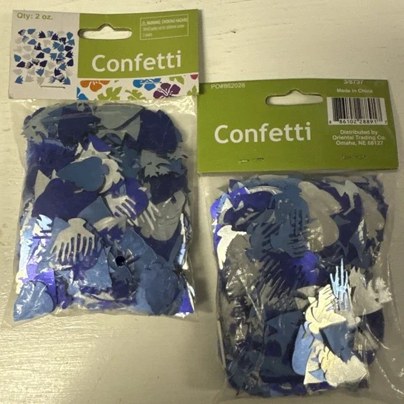2 x 2oz‎ Tabletop Confetti Blue Silver Fish Jelly Sprinkle Birthday Party Decor