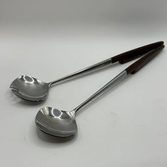 Vintage Mid-Century Modern EPIC Japanese Forged Stainless Salad Serving Utensils