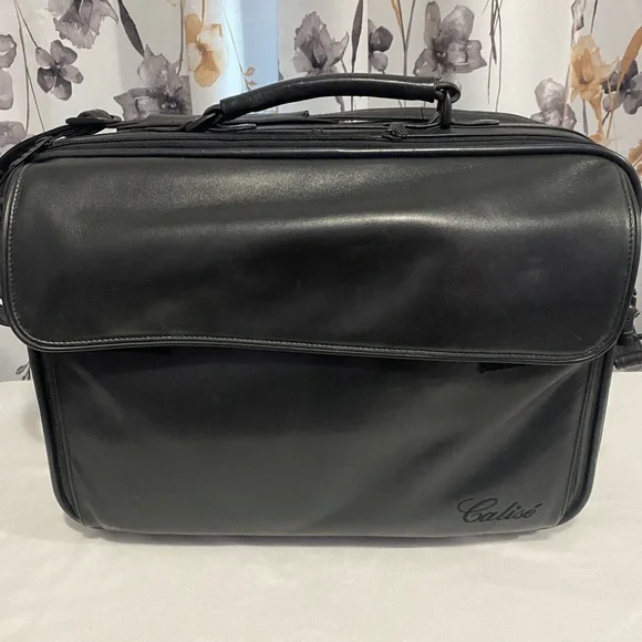 Men’s Black Leather Calise Briefcase