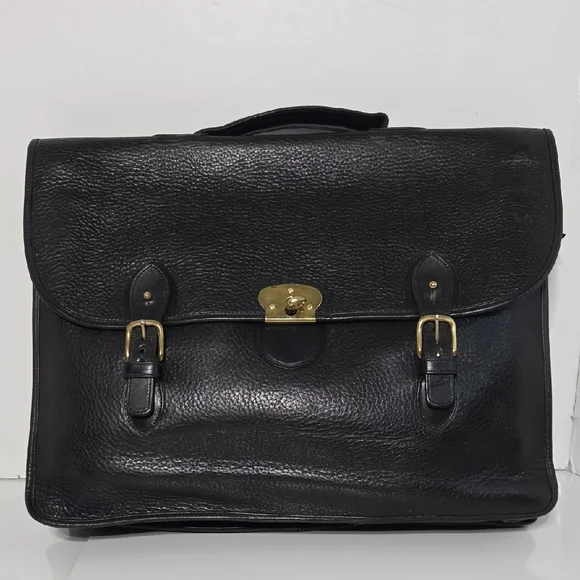Vintage Chesneau Black Top Grain Leather Men's Briefcase