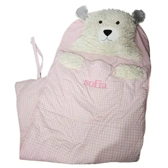 Pottery Barn Polar Bear Sleeping Bag Pink Gingham Sofia Personalized Camp