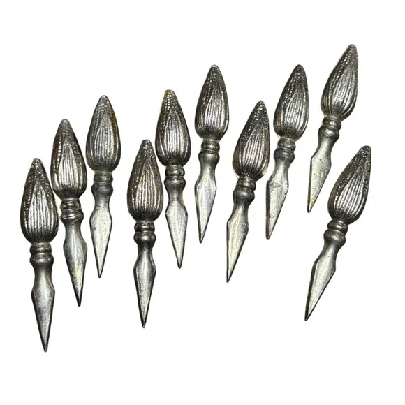 Vintage Silver Corn Cob Holders Set of 10 Skewers Farmhouse Kitchen Decor‎