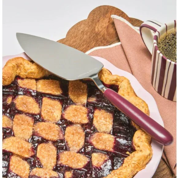 Noon & Moon Cherry Lacquer Pie Server Stainless Steel Red Handle New in Box