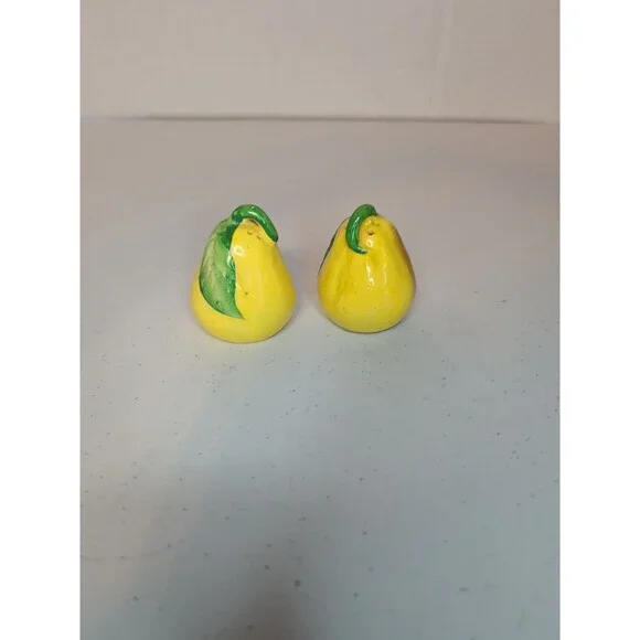 Vintage Mini 2” Yellow Pear Salt & Pepper Shakers Japan Ceramic Hand Painted