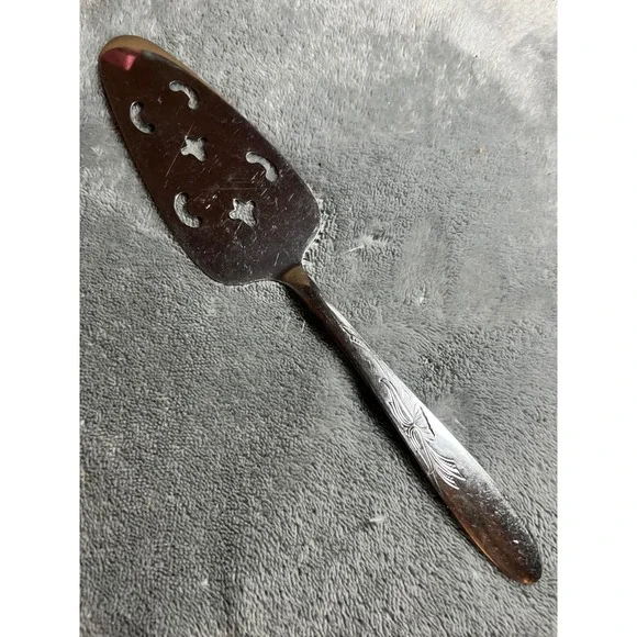 Vintage Utica Cutlery‎ Co Stainless Steel Cake Pie Server Floral Design