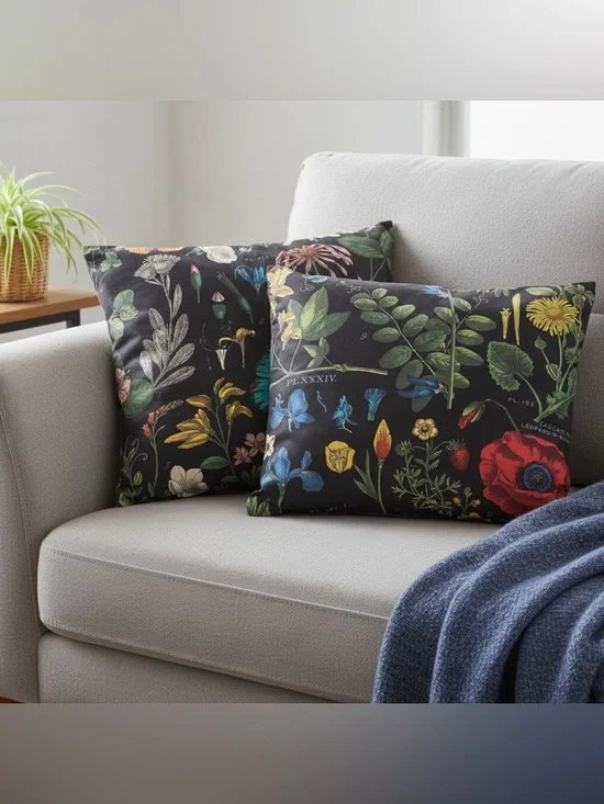 Pottery Barn Poppy Botanical Pillow Covers