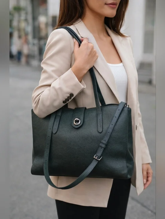 Coach Olive green Pebbled Leather Turlock Charlie carryall tote