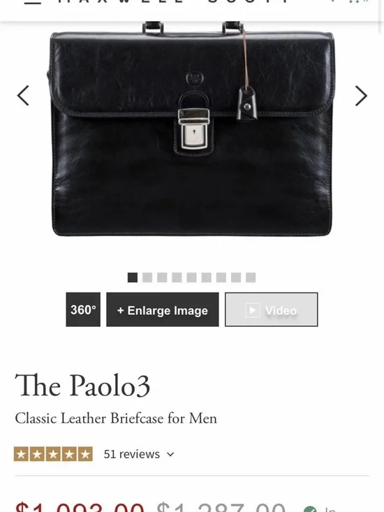 The Paolo3 Classic Leather Briefcase for Men - Black