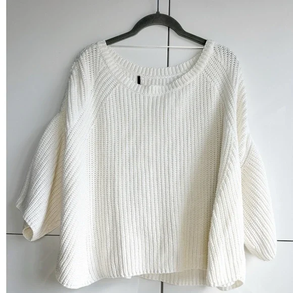 Free People Chunky Knit Sweater Cream Ivory White Boxy Oversized Small Boho