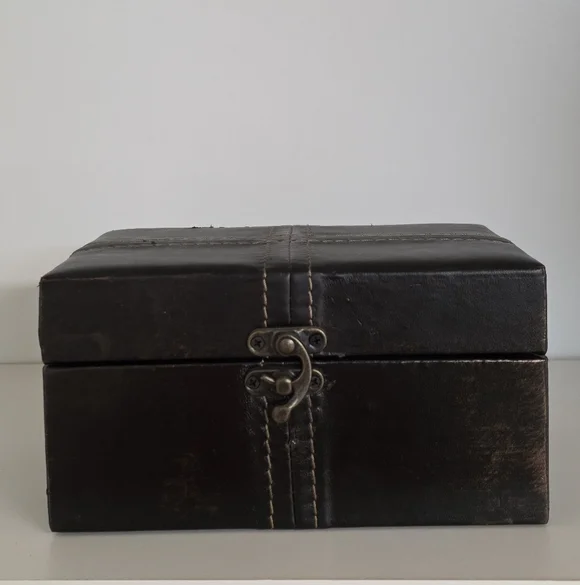 Restoration Hardware Faux Leather Covered Wooden Keepsake Box