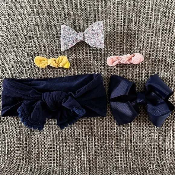 5 Hair bows Hairband girls glitter sparkle