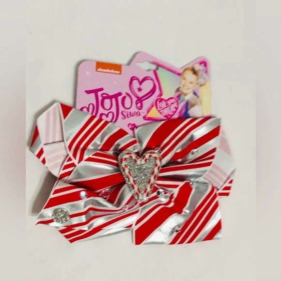 Bow for girl bright Heart Candy Can red white