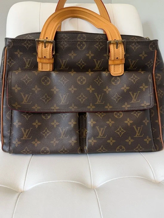 Louis Vuitton Brown Monogram Canvas Briefcase with Tan Leather Handles
