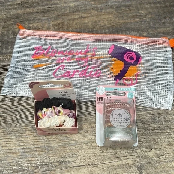 2 pack hair tie with cosmetics bag