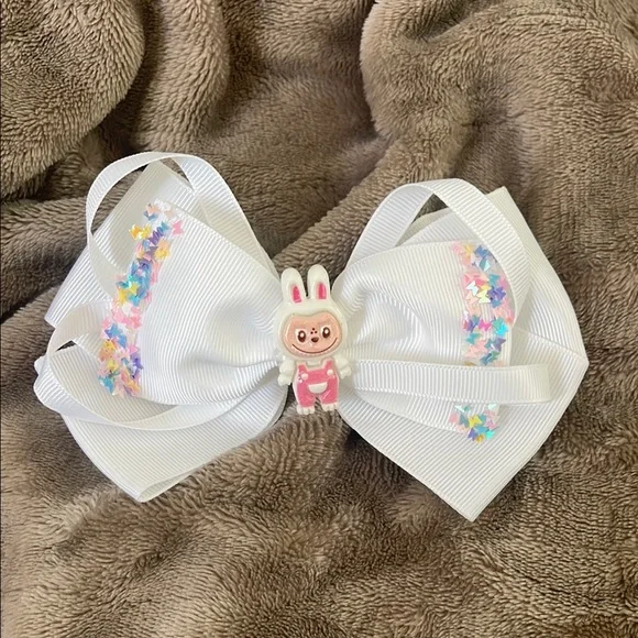 White Hair Bow labubu monster Charm butterfly glitter Accents new
