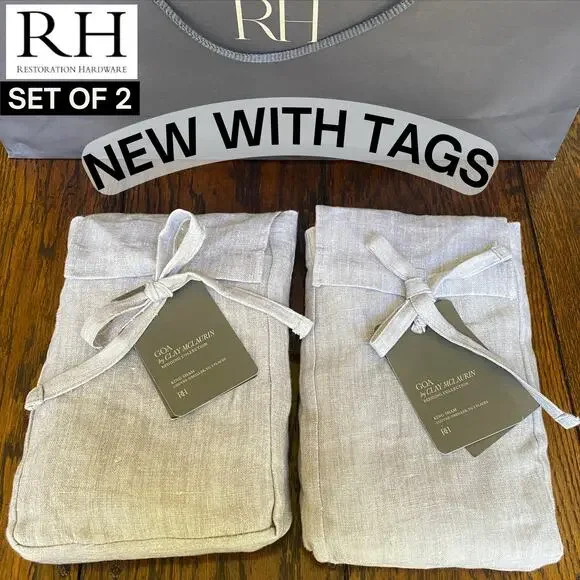 New with Tags 2 Restoration Hardware Linen King GOA Clay McLaurin King Shams Fog