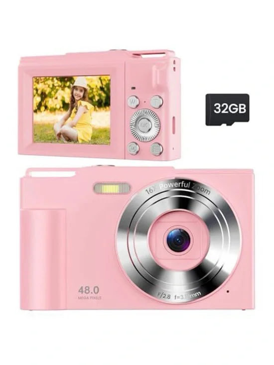 Pink Compact Digital Camera with 32GB Card - Pink